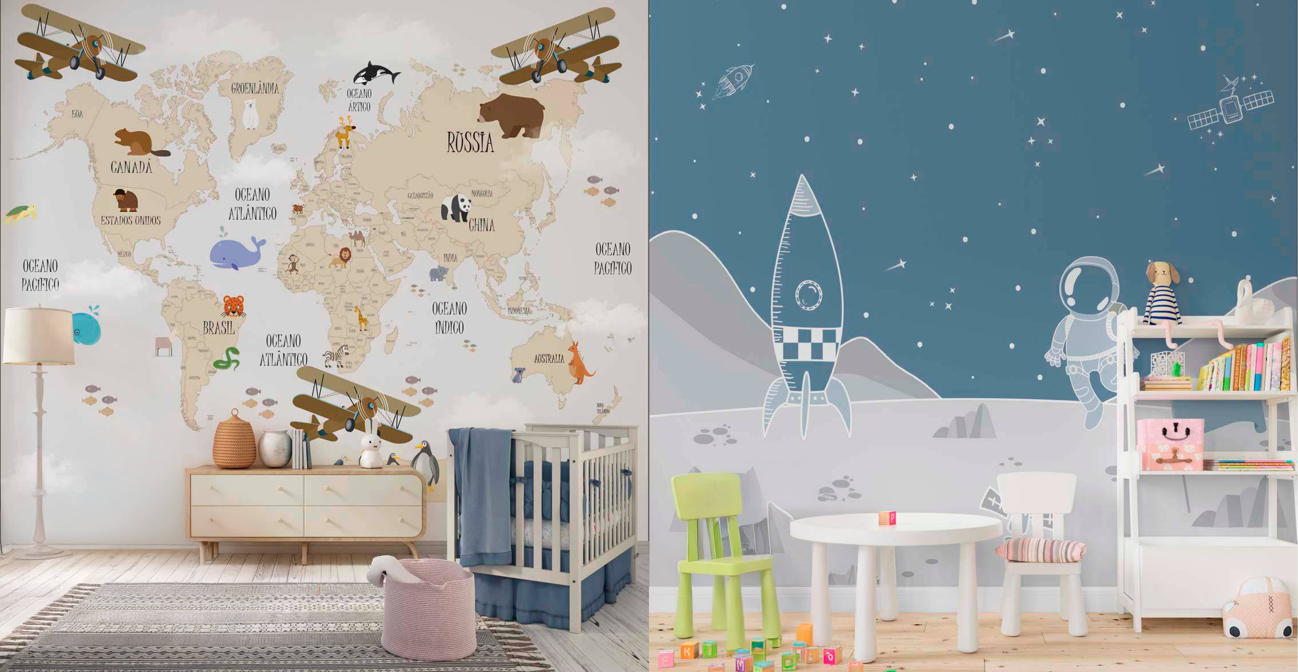 Papel personalizado mapa-múndi e espaço