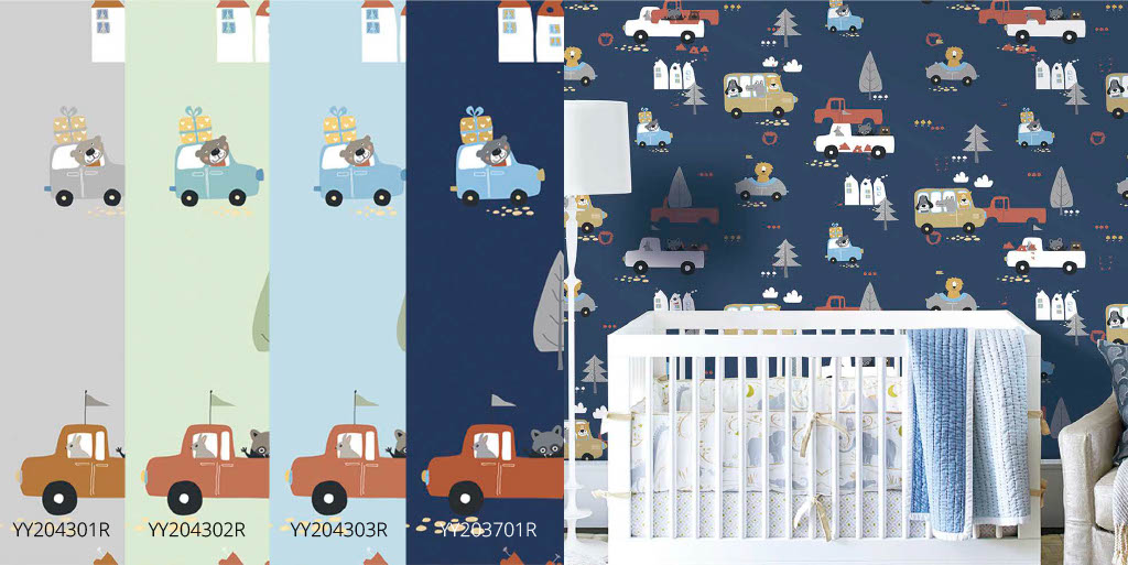 Papel de parede infantil - Caminhões e Veículos