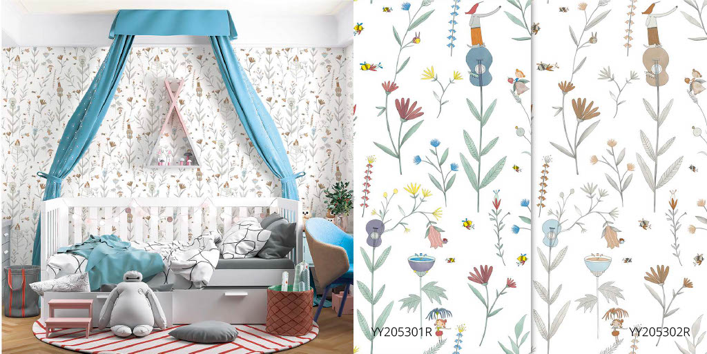 Papel de parede infantil - Jardim com Flores