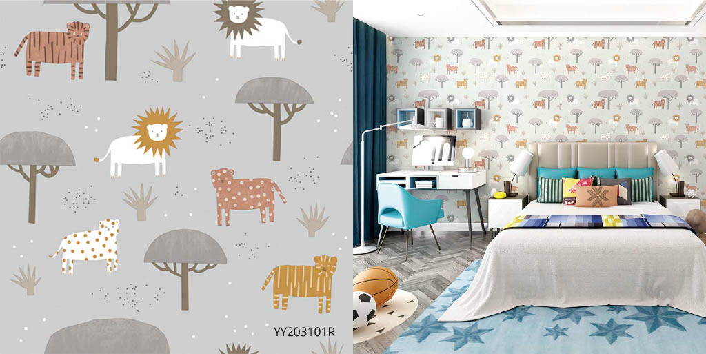 Papel de parede infantil - Animais da Savana