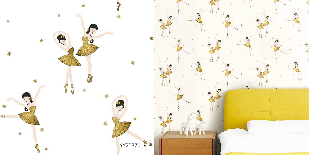 Papel de parede infantil - Bailarinas