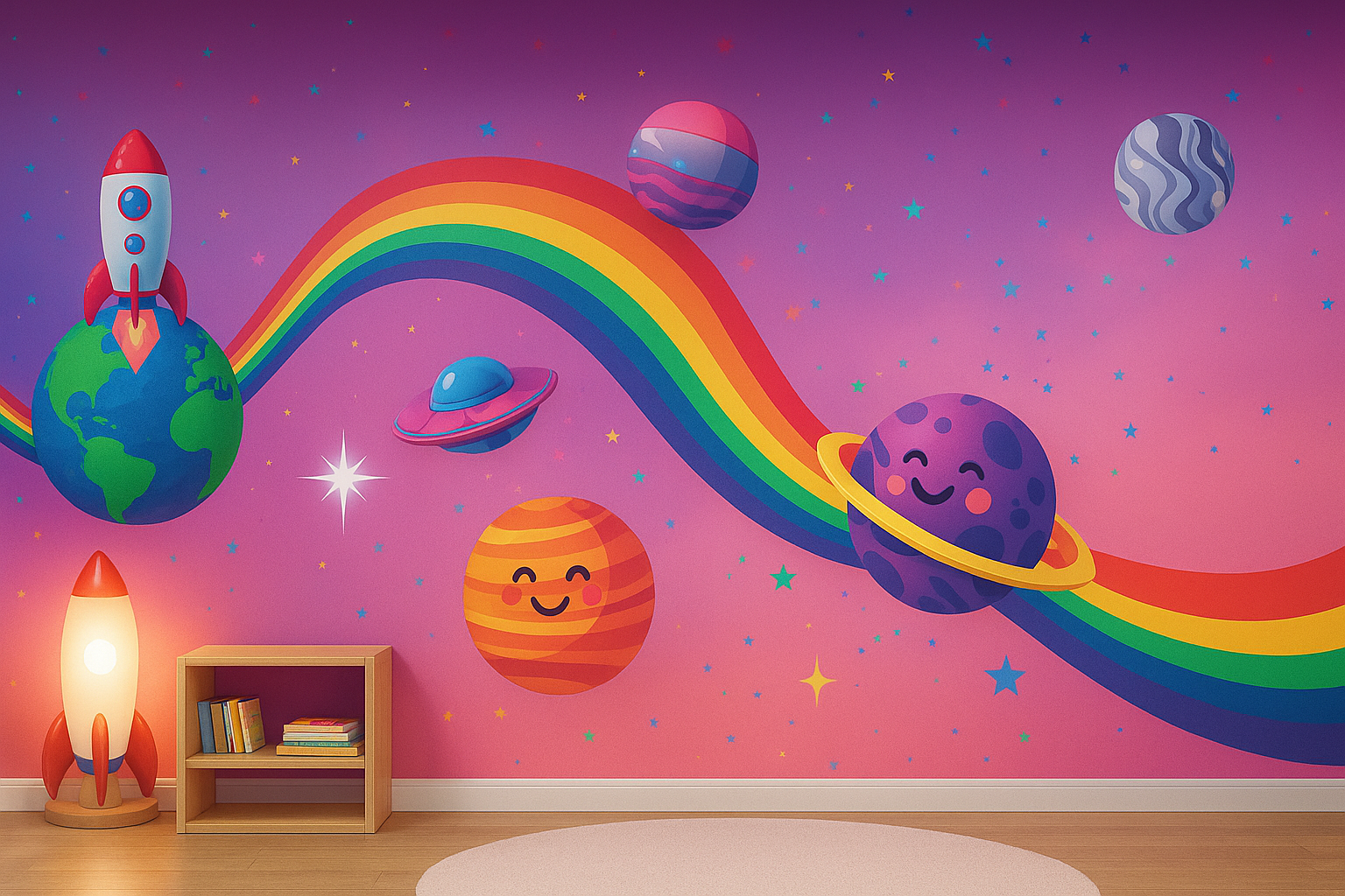 Papel de parede personalizado mapa-múndi educativo infantil